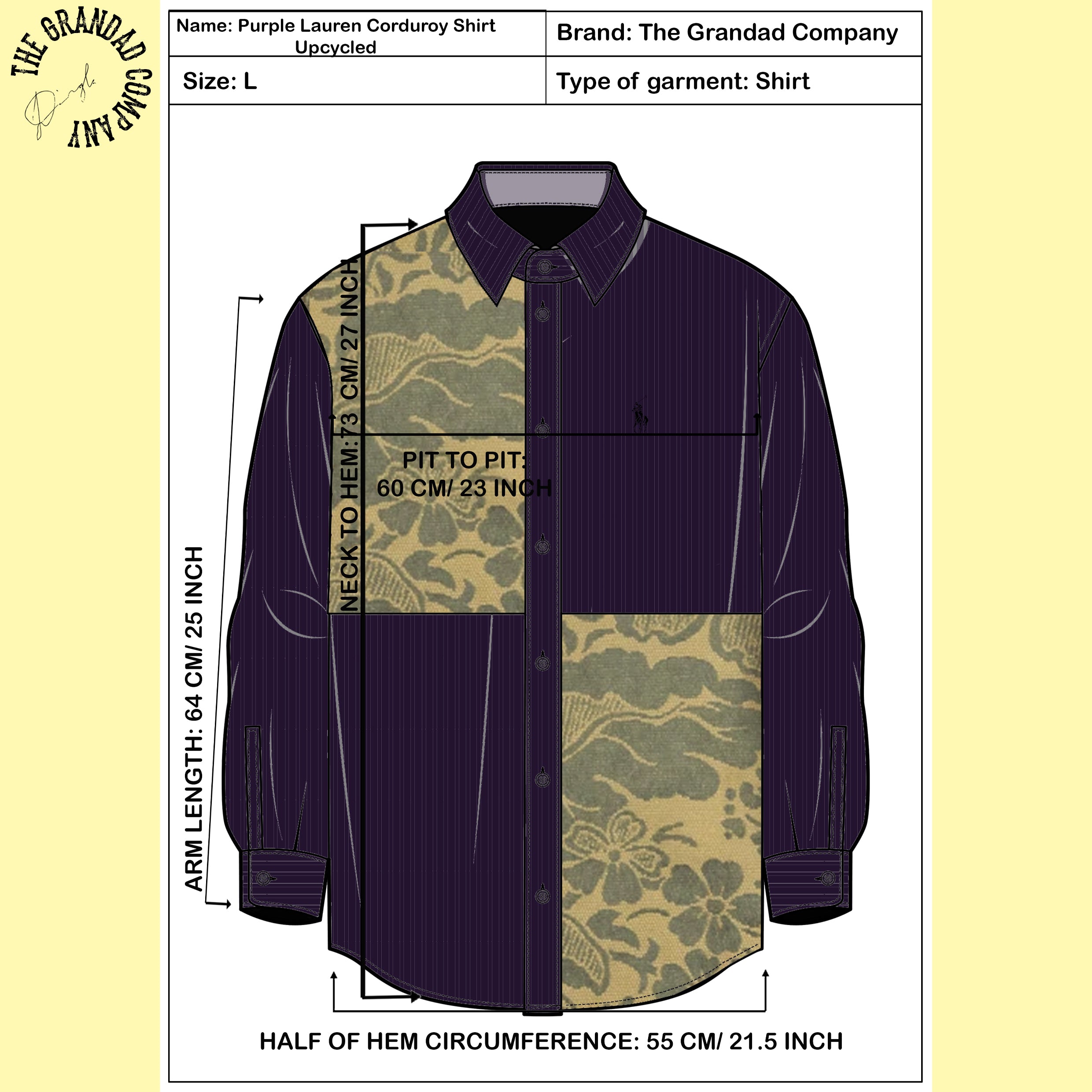 Purple Ralph Lauren Corduroy Shirt Upcycled